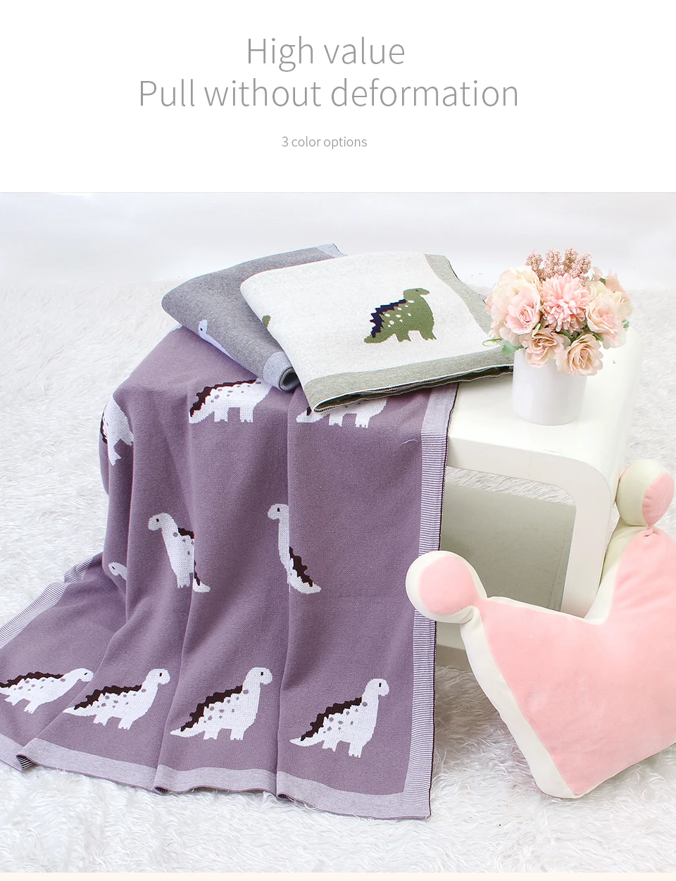 Cobertores do Bebê Cobertores de Algodão Macio Recém-nascido Bebê Bebes Dinossauro Malha Criança Crianças Swaddle Envoltório Carrinho Cama Colchas 100*80cm 3 crianças swaddle envoltório carrinho cama colchas