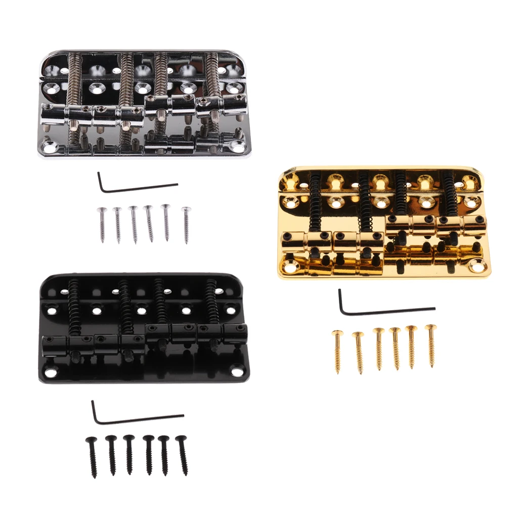 Practical DIY Zinc Alloy 4 String Bass Bridge with Screws Wrench Set Musical Instrument Accessory