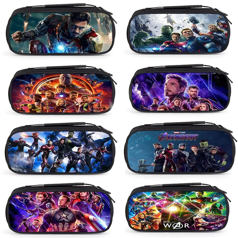 

Marvel Avengers 4 Endgame Superhero Iron Man Thanos School student Pen Bag Action Figures Gift education Toys for children