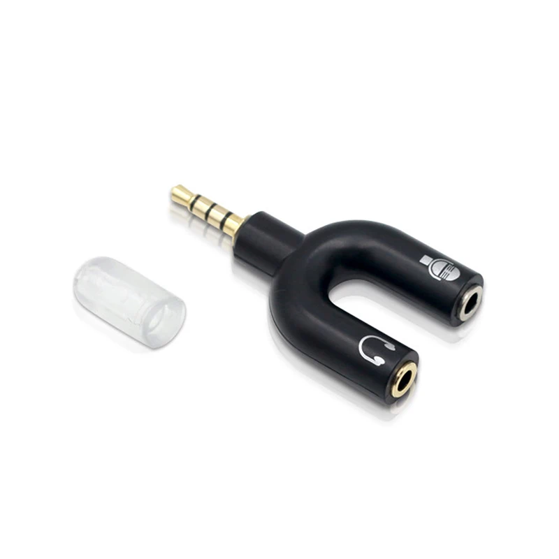 Top Quality U shape Earphone Adapter Converter 3 5MM 2 in 1 Stereo Audio Splitter Converter For Mic Headphone Computer Mobile