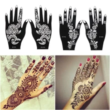 Plantillas de tatuaje DIY, plantilla de Henna para arte de manos, calcomanía temporal de mano, belleza de moda, herramienta de maquillaje de boda, gran oferta, 2 uds.
