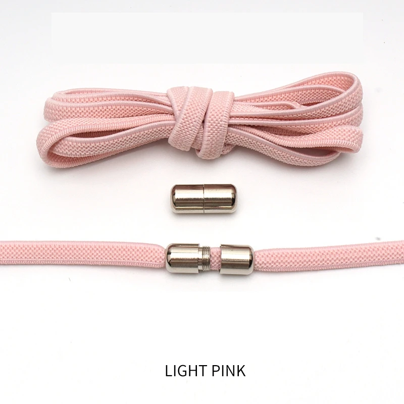 Новые плоские эластичные фиксирующие шнурки без завязок специальные креативные Детские Взрослые унисекс кроссовки Женская и мужская обувь шнурки - Цвет: Light pink