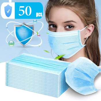 

Fast shipping 50 pcs Disposable 3 Layer Mouth Mask Non-woven Mouth-muffle Thicken Face Masks in stock