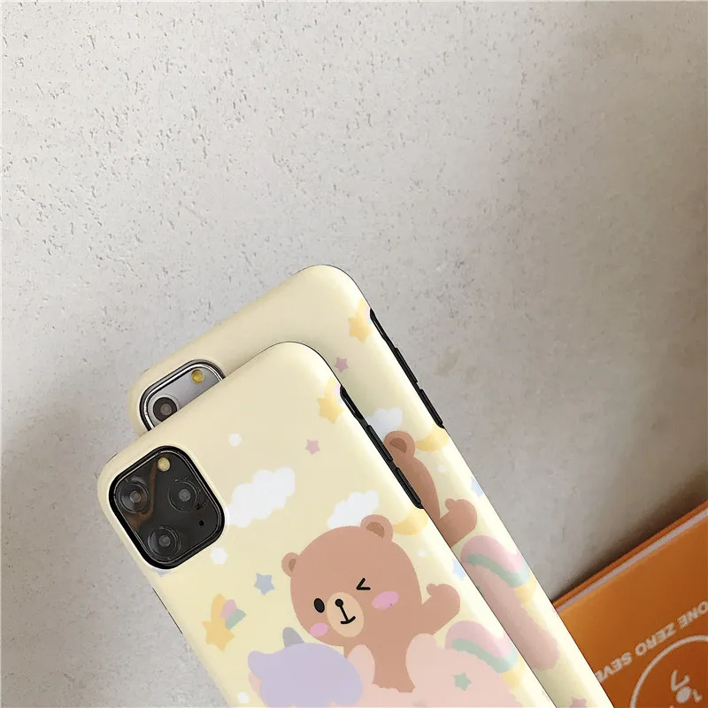 Милый мультяшный Единорог медведь чехол для телефона для iphone 11 Pro Max 8 7 Plus XR X XS Max Модный мягкий IMD силиконовый матовый чехол
