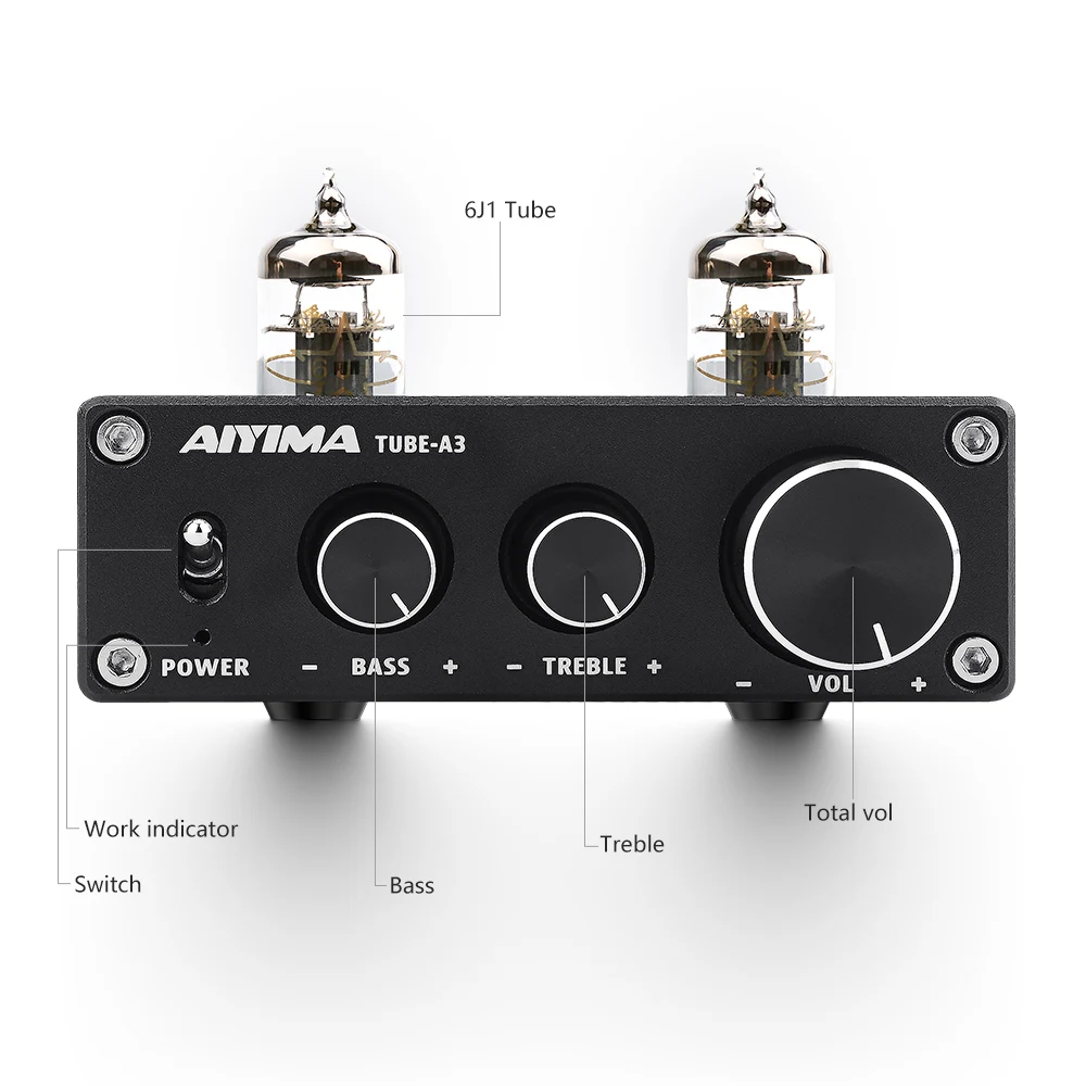 Baratos AIYIMA 6J1 amplificador de tubo Bile preamplificador HIFI preamplificador de graves agudos ajuste de Audio preamplificador DC12V para altavoz amplificador