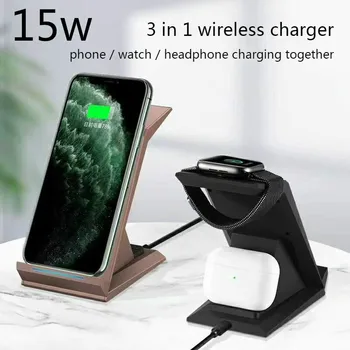 

3 in1 15W Qi Wireless Charger Quick Charge Dock For Samsung S10 S20 Fast Charging Stand Pad For iPhone SE2 11 Pro XS Max XR X 8