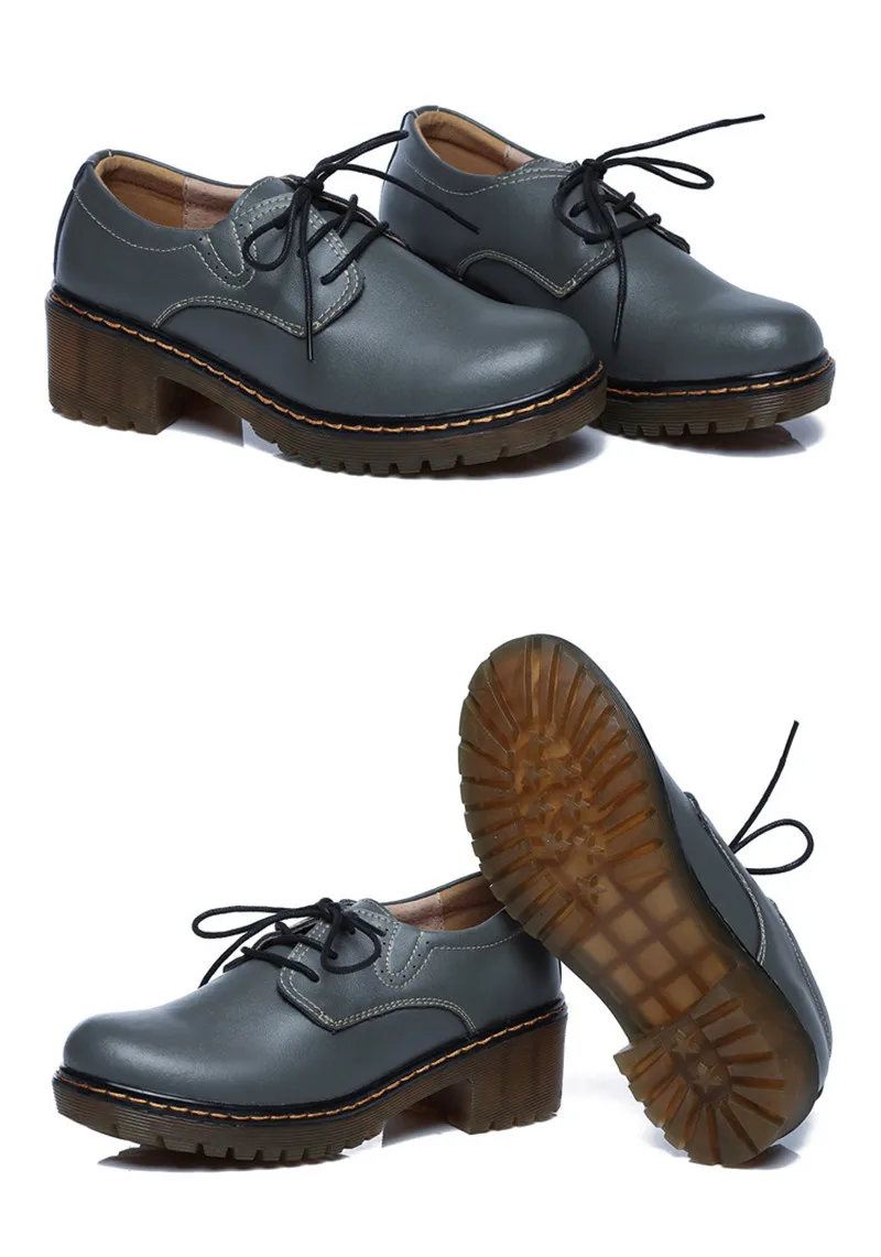 Women's Pumps Oxford Shoes Leather High Heel Sneaker Lady Girl Brogues Vintage Casual Black Grey Oxford Shoes For Women Footwear (16)