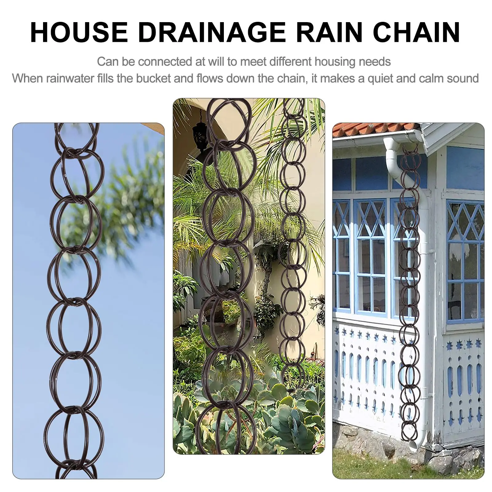 1PC 1M Winter Drainage Chain Copper Rain Chain Building Villa Roof Gutter Rainwater Drainage Rain Gutter Downspout