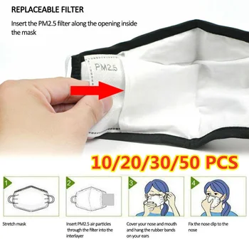 

10/20/30/50 PCS PM2.5 Filter Paper Anti Haze Mouth Mask Anti Dust Mask Activated Carbon Filter Paper Health Care