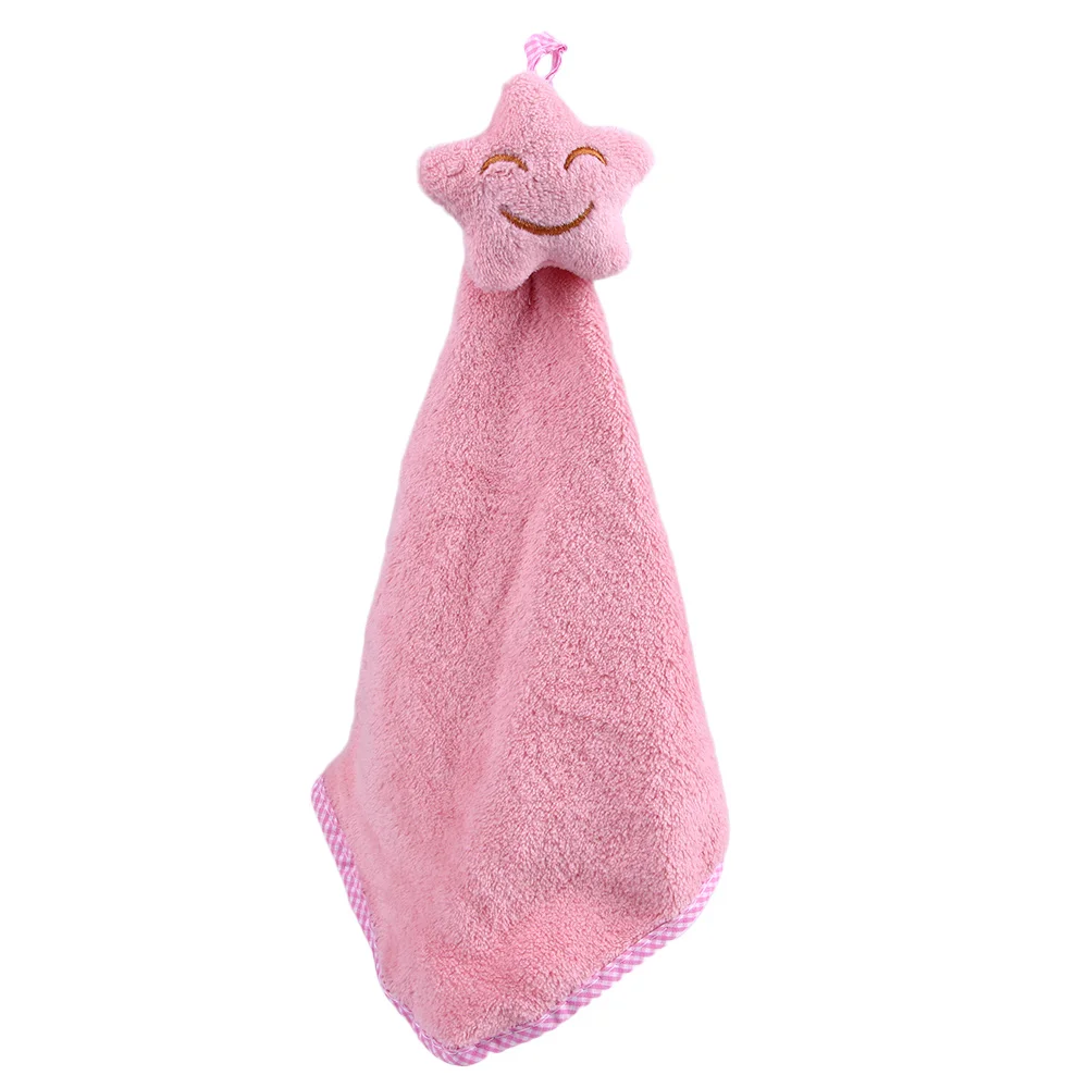 pink Улыбающееся лицо подвесные полотенца для рук кухонное полотенце Коралловое бархатное Впитывающее без ворса ткань для посуды - Цвет: pink