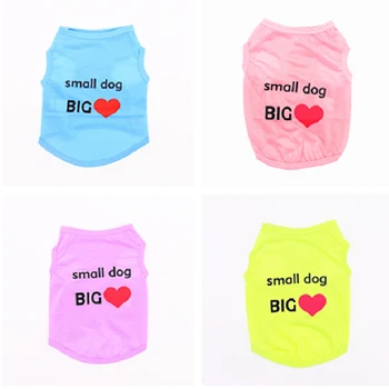

Summer Small Dog Big Heart Dog Vest Solid Color Cute Sleeveless Clothes Tops For Small Medium Dogs Cool Pet Supplies Size XS-L