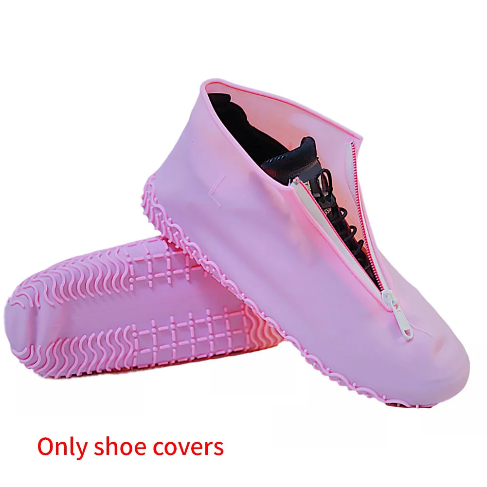 

1 Pair Travel Elastic Silicone Zipper Portable Accessories Outdoor Waterproof Rain Boots Reusable Protective Non Slip Shoe Cover