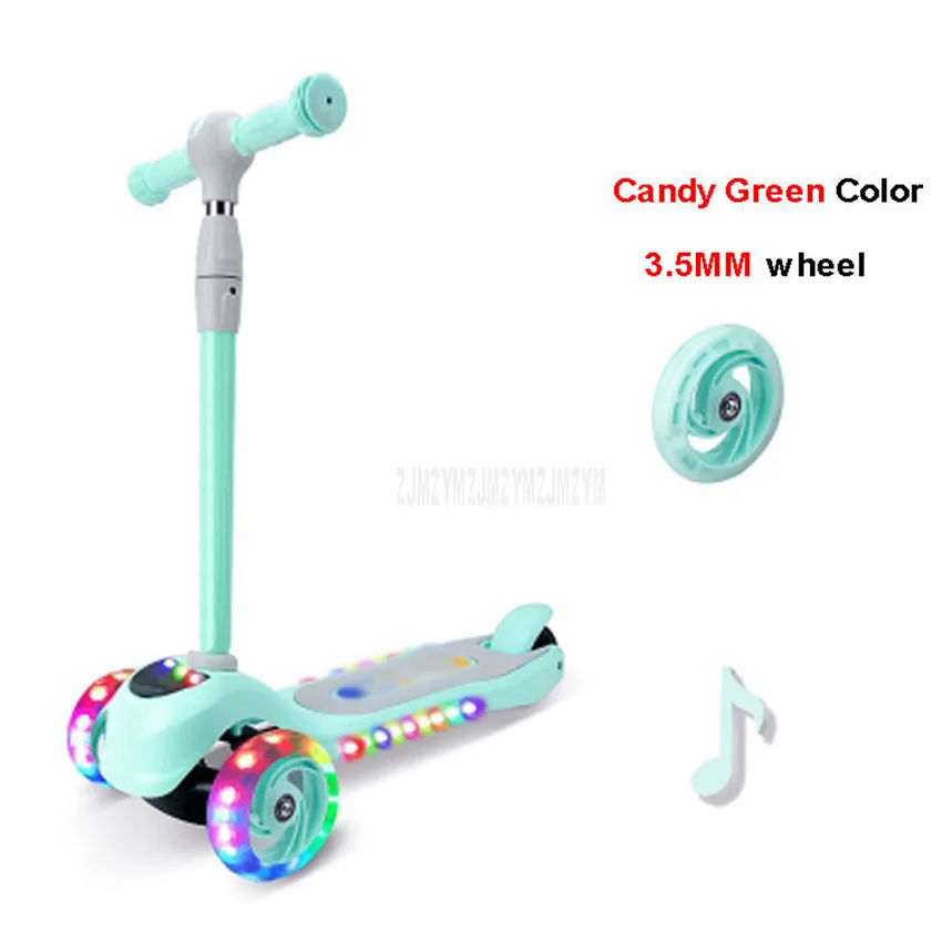 3.5MM Candy Green Детский скутер 3 колеса Kick скутер скейтборд передний светодиодный мигающее колесо музыка функция дети наружное, спортивное, игрушечное - Цвет: 3.5MM Candy Green