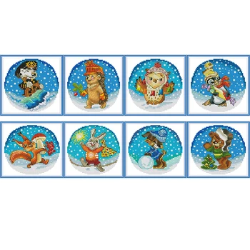 

Small Animal series Paintings Aida Canvas Cross-stitch 11CT 14CT Handwork Beginner Embroidery Sets Wholesale Needlework
