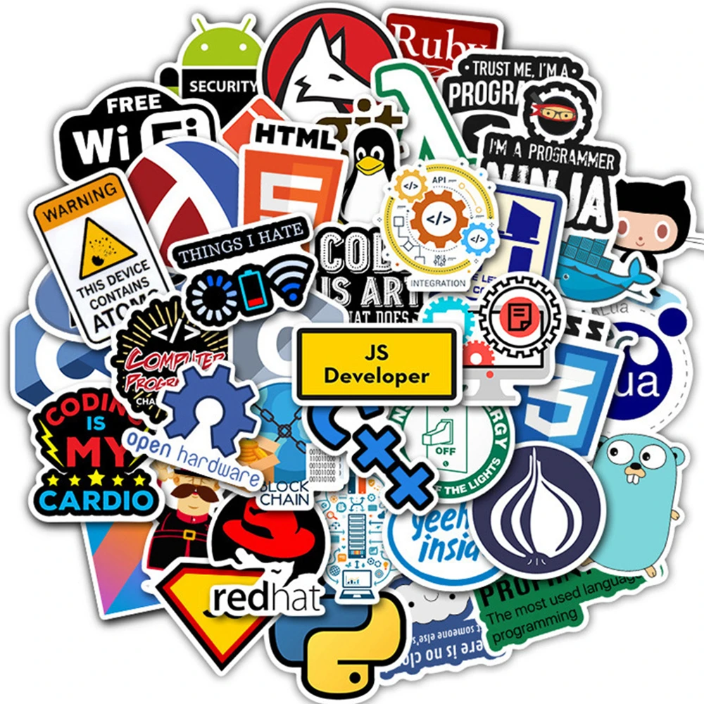 50x Developer Programming Sticker Java Php Linux Ubuntu Geek For Laptop Nice Top 