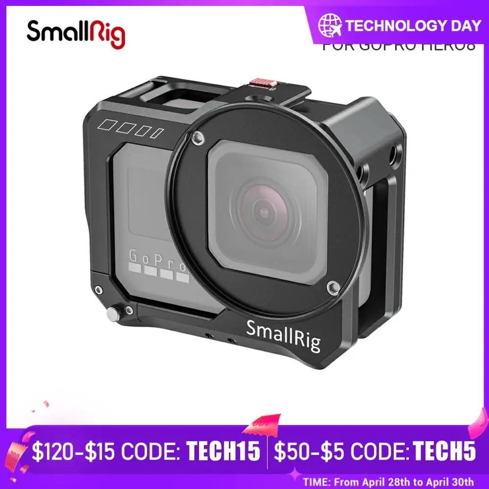 SmallRig HERO 8 Vlogging Cage for GoPro HERO8 Black w/ Two cold shoe mounts multiple 1/4”-20 holes & a 52mm filter adapter 2505 |