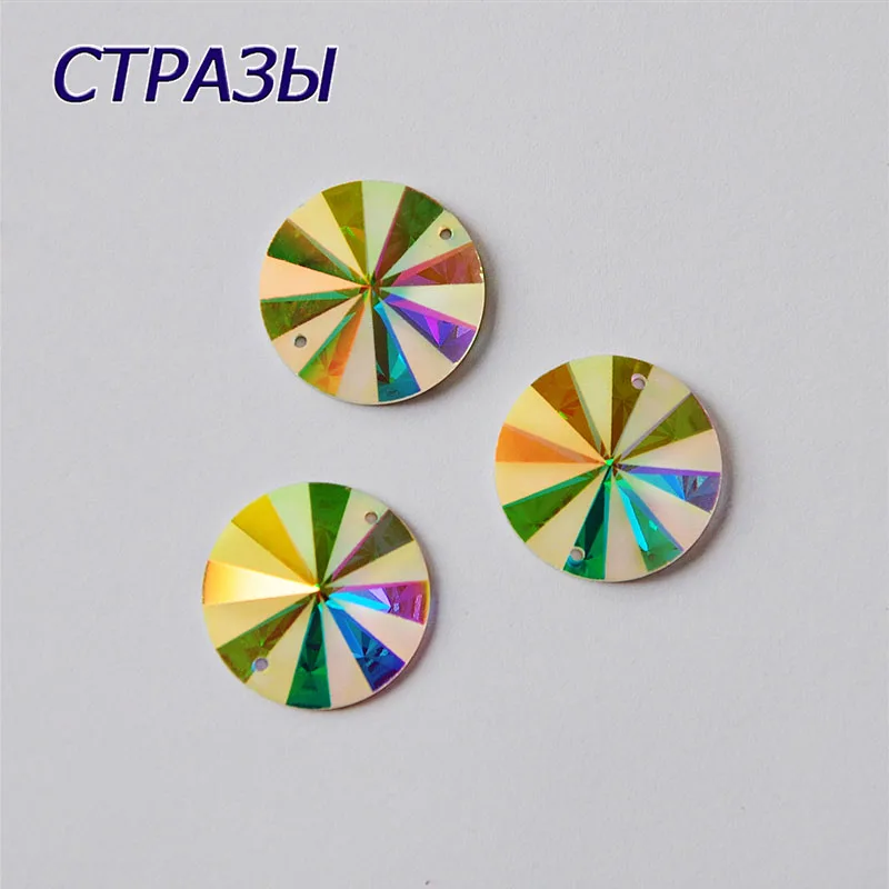 

CTPA3bI Top 2004MTH Crystal AB Round Sewing Two Holes Rhinestones Glass Stones DIY Needlework Garments Applications For Clothes