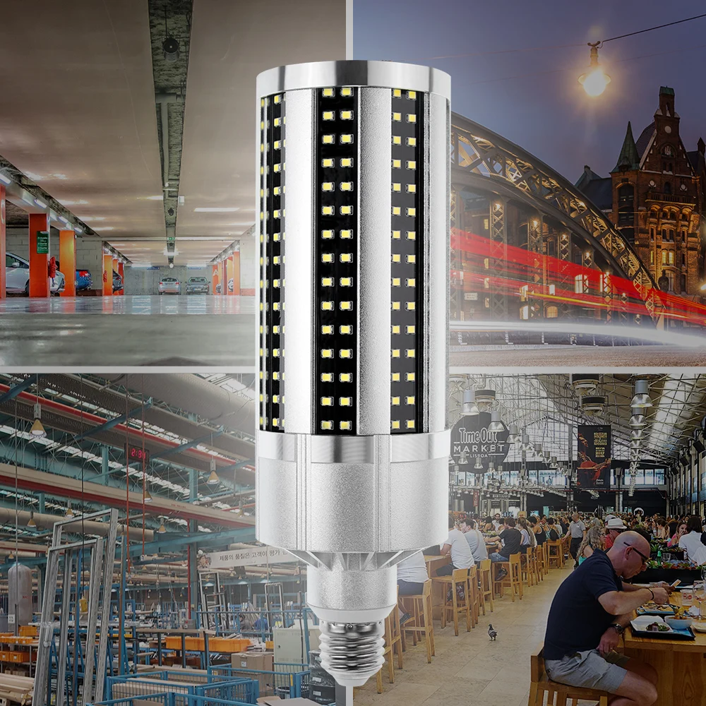 

LED Light Bulb E27 E40 High Bright Corn Bulb Light Bulb LED 50W 54W 60W 2835SMD 220V For Workshop Basement Gym Garage Square