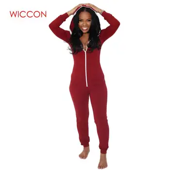 

New Spring Autumn Solid Cotton Jumpsuits Pant Women Ladies New Style Zipper Hooded Long Sleeve Casual Pants
