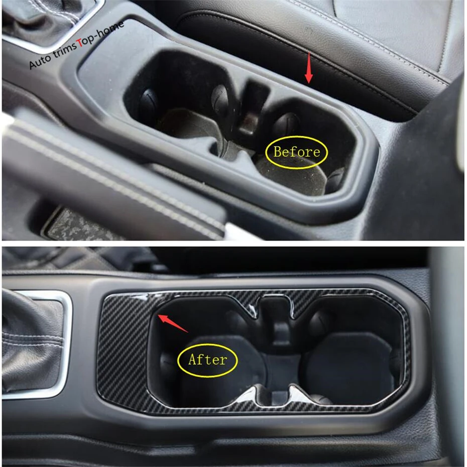 Yimaautoпланки Передняя Крышка держателя стакана воды комплект отделка ABS Подходит для Jeep Wrangler JL красный матовый из углеродного волокна вид интерьера