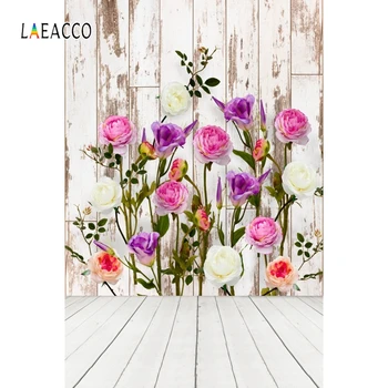 

Laeacco Wooden Board Floor Blooming Flowers Photography Backdrops Grunge Portrait Backgrounds Baby Newborn Birthday Photophone