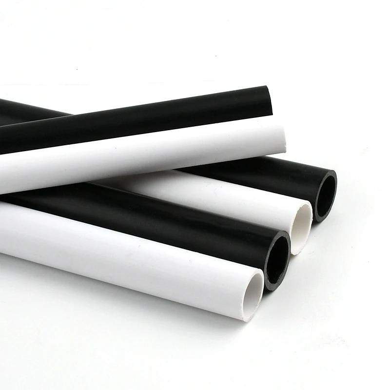 Set of 2 PVC Pipes for Aquarium and Garden Irrigation - 50cm Length, Assorted White and Black, 5-16mm Diameter