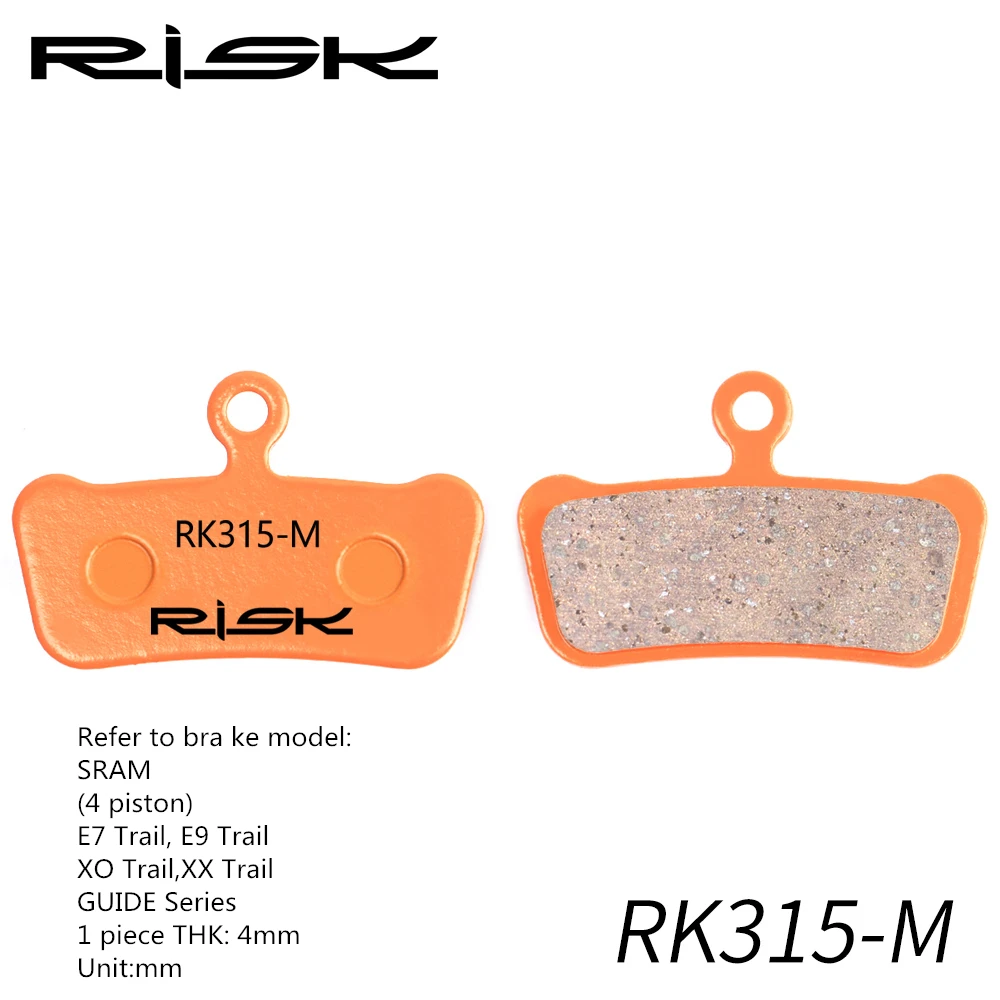 RISK 1 пара(2 шт.) горный велосипед Полный металлический диск тормозные колодки подкладка медное волокно для M445/355/395 - Цвет: Full-metal RK-315S
