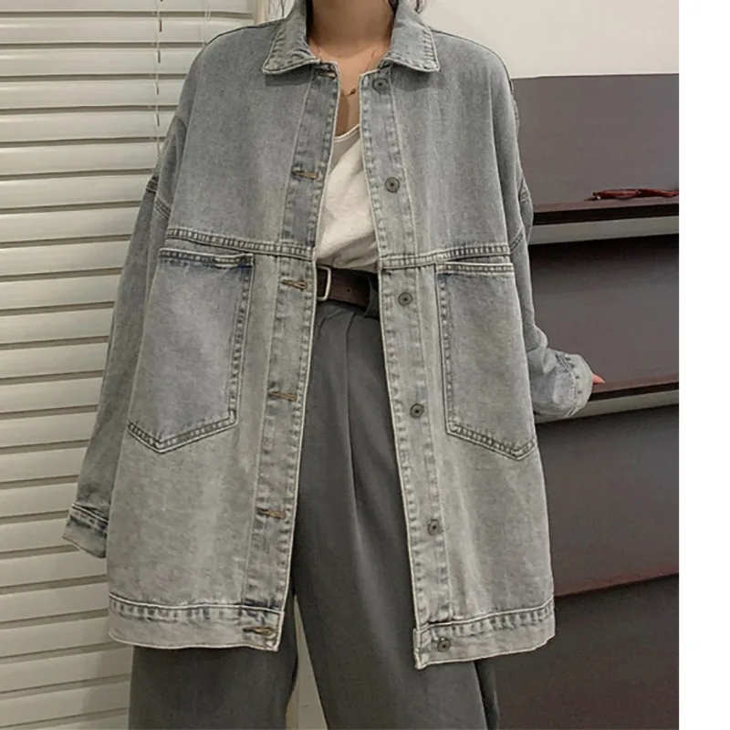 Джинсовая куртка женская одежда осень-зима Шикарная ветровка Корейская