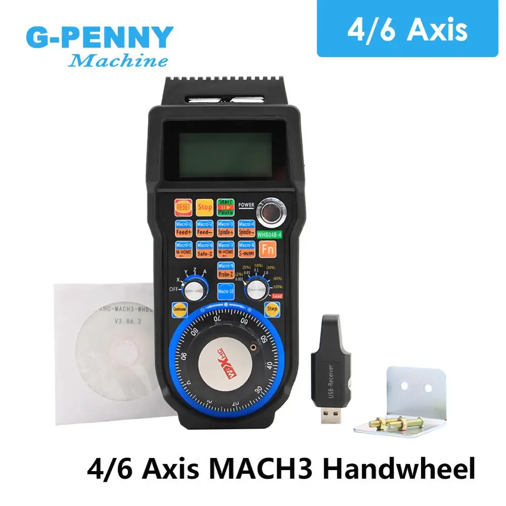 Free Shipping! Pendant MPG CNC USB MACH3 Wireless Handwheel 4/6Axis Handwheel Manual USB Receiver 40 m transmission WHB04B