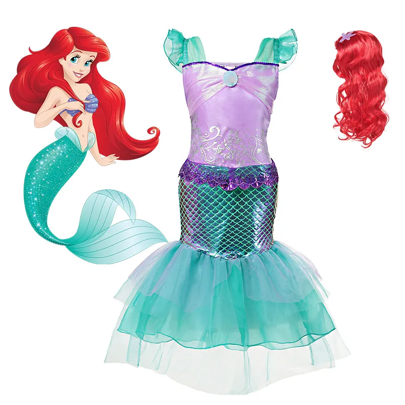 

Comic Con Little Mermaid Cosplay Costume for Girls Summer Make up Party Clothing Kids Halloween Princess Ariel Dress up Outfit