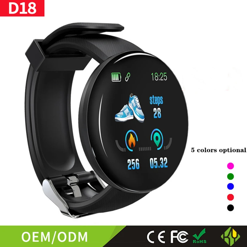 

D18 Smart Watch Sleep Tracker Heart Rate Tracker SmartWatch Men Women Blood Pressure Sport Round Smartwatch Blood Oxygen Watch