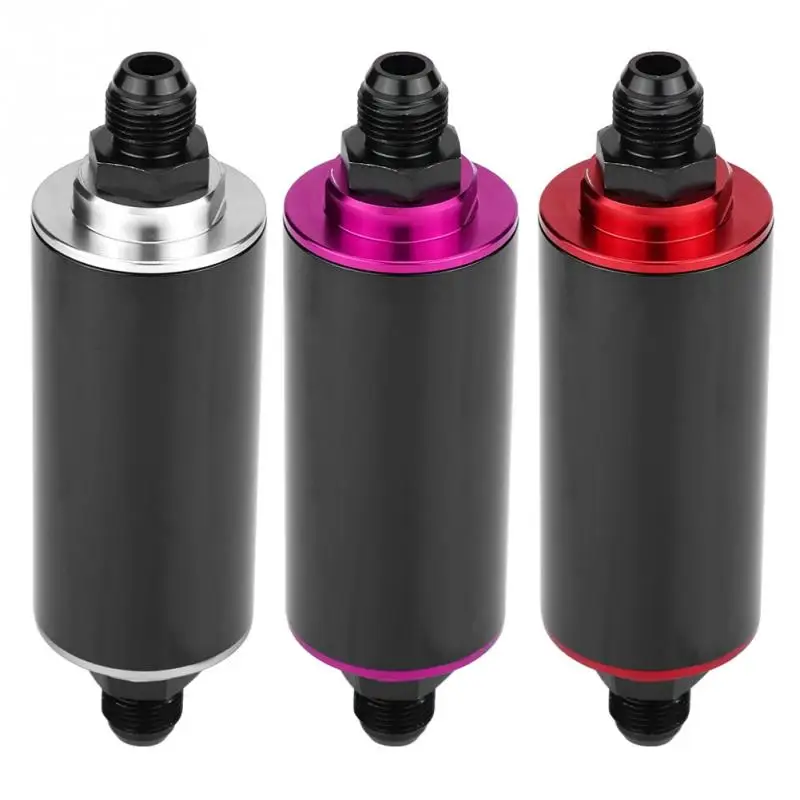 100 Micron High Flow Racing Inline Fuel Petrol Filter+AN10 AN8 AN6