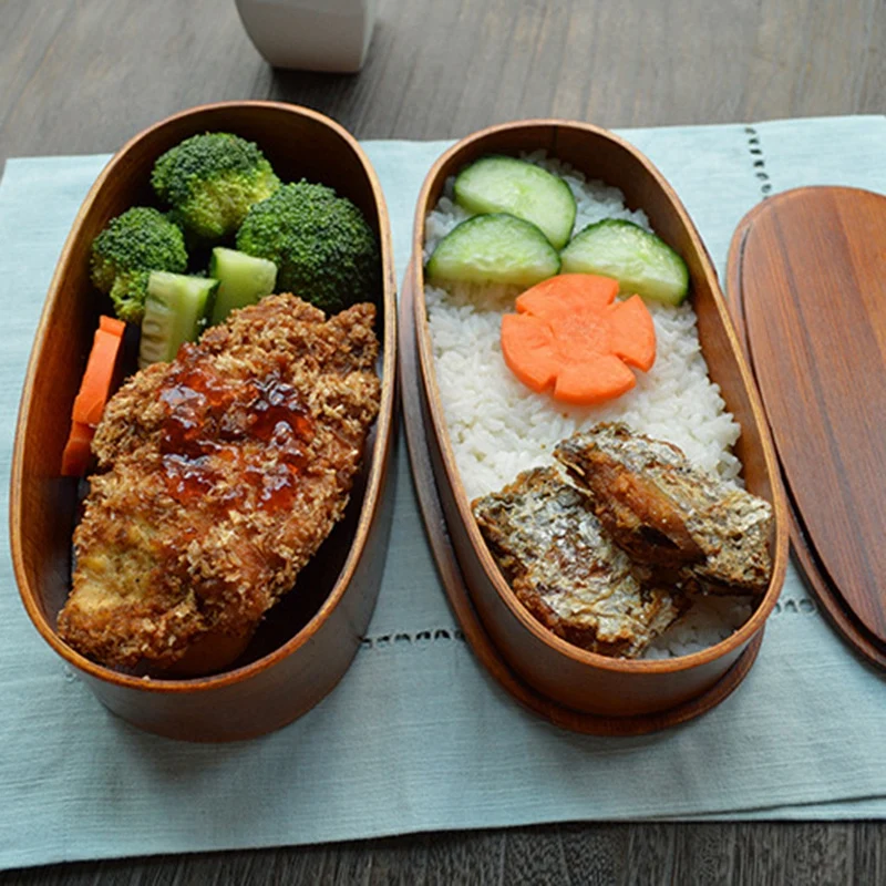 LBER японский стиль двухэтажные деревянные Bento коробки ручной работы деревянные Bento коробки пищевые контейнеры