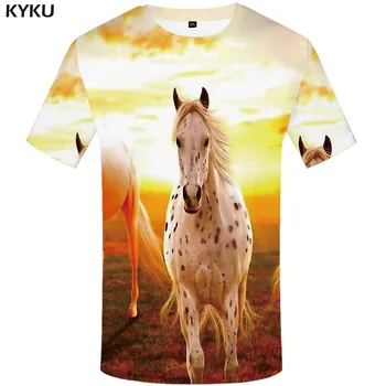 

KYKU Horse T shirt Men Zebra Tshirt Printed Animal Funny T shirts Harajuku T-shirts 3d Abstract Anime Clothes Mens Clothing