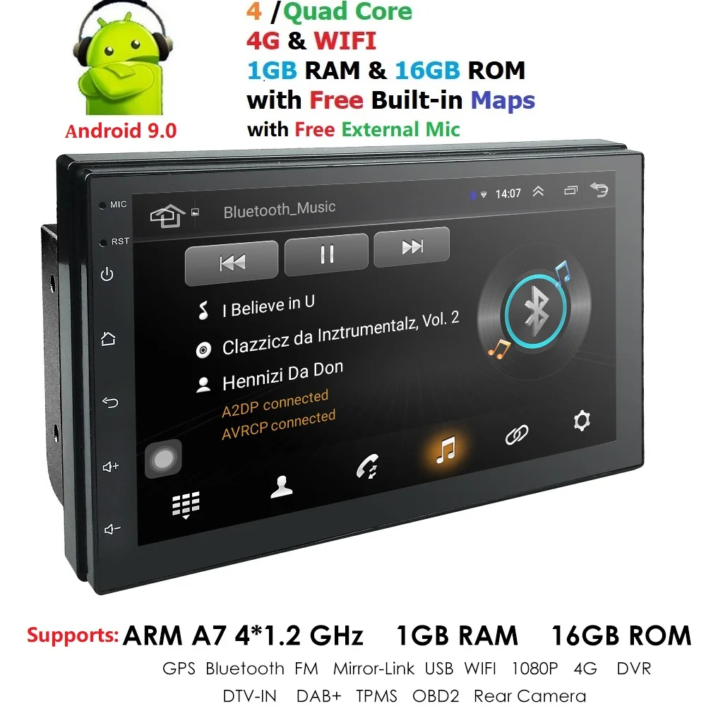 2din android9.0 автомобильный Радио Авто Bluetooth один din мультимедийный плеер