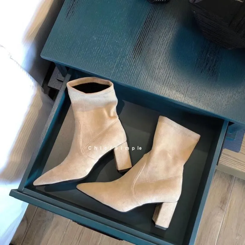 

Lace Up Low Heels booties Shoes Autumn Boots Bootee Woman 2019 Leather Booties Mid Calf Rubber Chunky Mid-Calf Cotton Fabric Rom