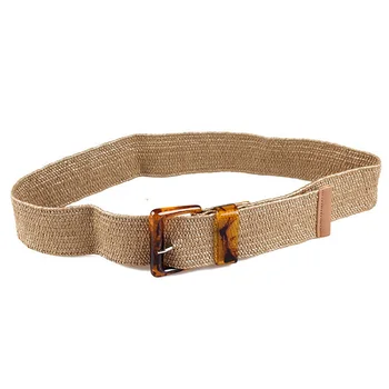 

Belt Female Retro Woven Wide Belt Ladies Smooth Buckle Belt Woven Dress Decorative Belt