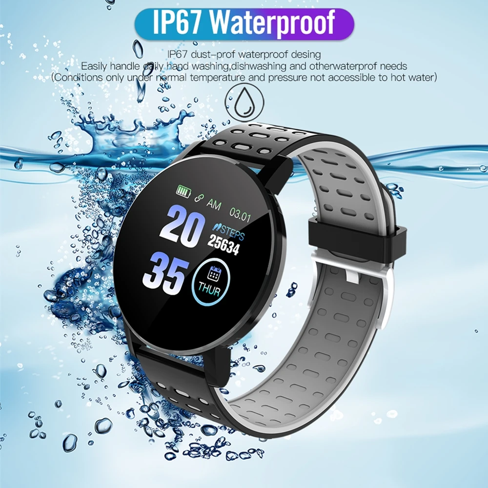 Yuexia 119 плюс смарт-часы пульсометр кровяное давление здоровье водонепроницаемый смарт Bluetooth Браслет фитнес-трекер для Android IOS