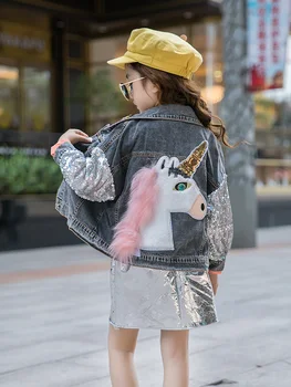 

Girls denim jacket autumn 2019 new foreign children's children's wear little girl casual shirt tide