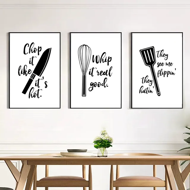 Yellow Funny Kitchen Quotes Prints Egg Beater Nordic Home Decor Poster  Prints Wall Art Canvas Painting