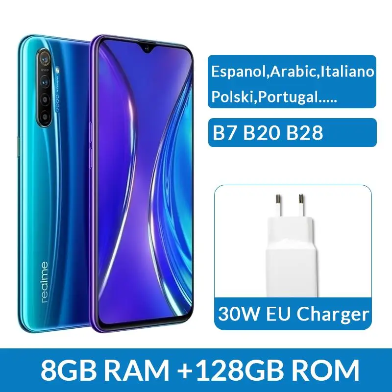 Realme X2 глобальная версия CN X 2 Мобильный телефон Snapdragon 730G 64MP Quad камера 6,4 ''телефон nfc VOOC 30W FastCharger - Цвет: Global 8G128G Blue