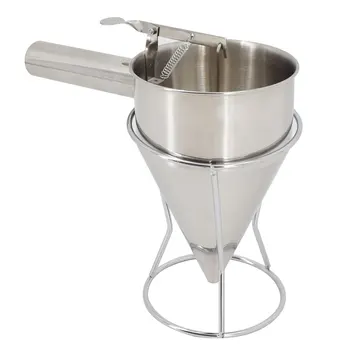 

New Stainless Steel Piston Funnel Pancake Batter Dispenser With Stand Support For Sauce Cream Dosing Funnel Kitchen Tools