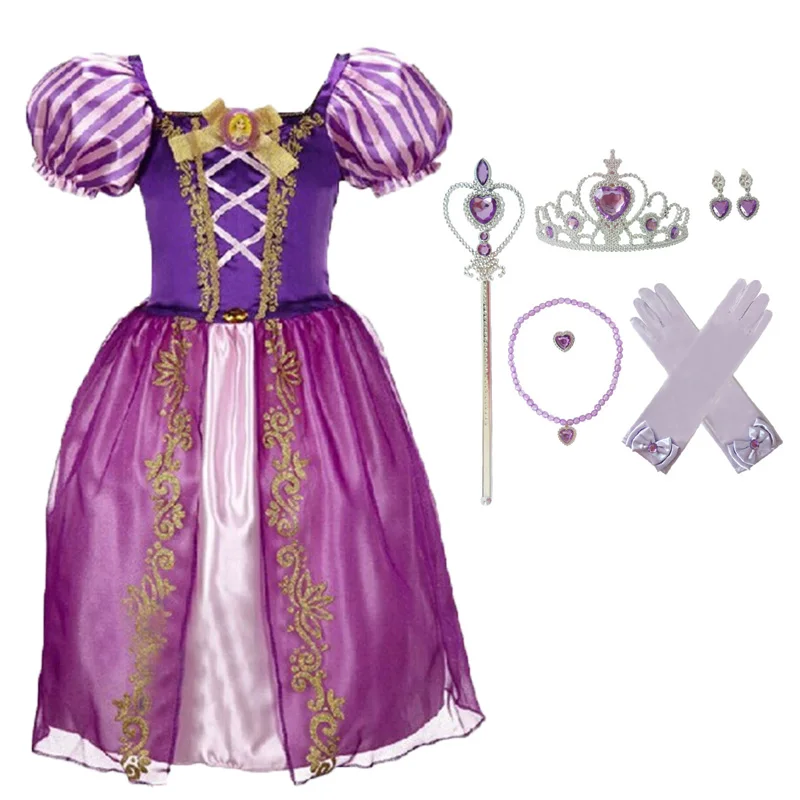 Детское платье принцессы для девочек; платье Рапунцель, Авроры, Золушки, Белль; Детский костюм Софии на Хэллоуин, Рождество; нарядное платье для девочек