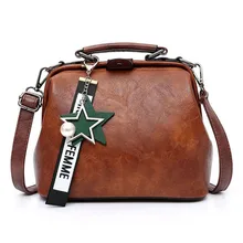 Women Handbag Leather Shoulder Bag Female Doctor Crossbody Hand Totes Star Pendant Tassel Rivets Casual Famous Brand Women Bags