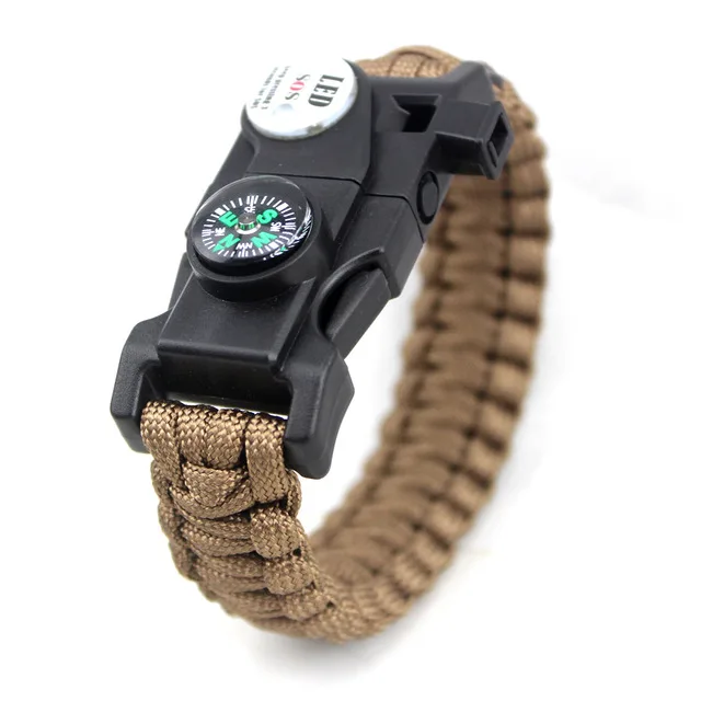 Outdoor Multifunctional Survival Bracelet Paracord Braided Rope Men Camping EDC Tool Emergency SOS LED Light Compass Whistle (15)
