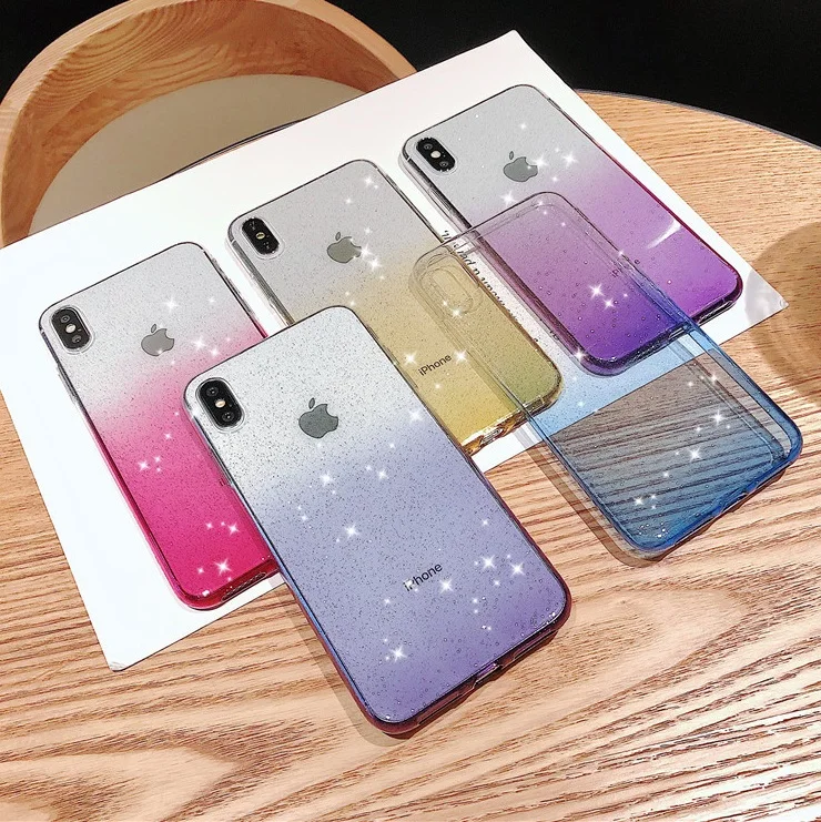 Прозрачный Кристальный блестящий чехол ТПУ для iPhone 6 6S 7 8Plus противоударный X XR XSMAX