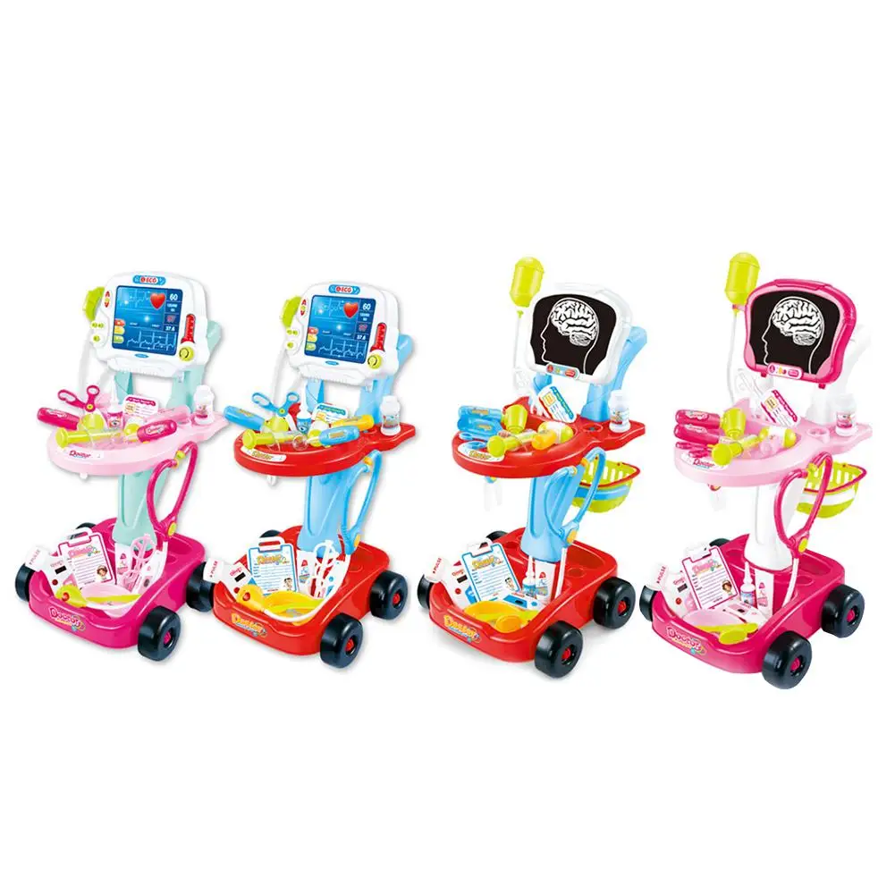 

Simulation Electric Electrocardiogram Medical Stethoscope Medicine Box Set Play House Toy Trolley for Children