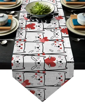 

Love Cat Table Runner Table Flag Home Party Decorative Tablecloth Table Runners