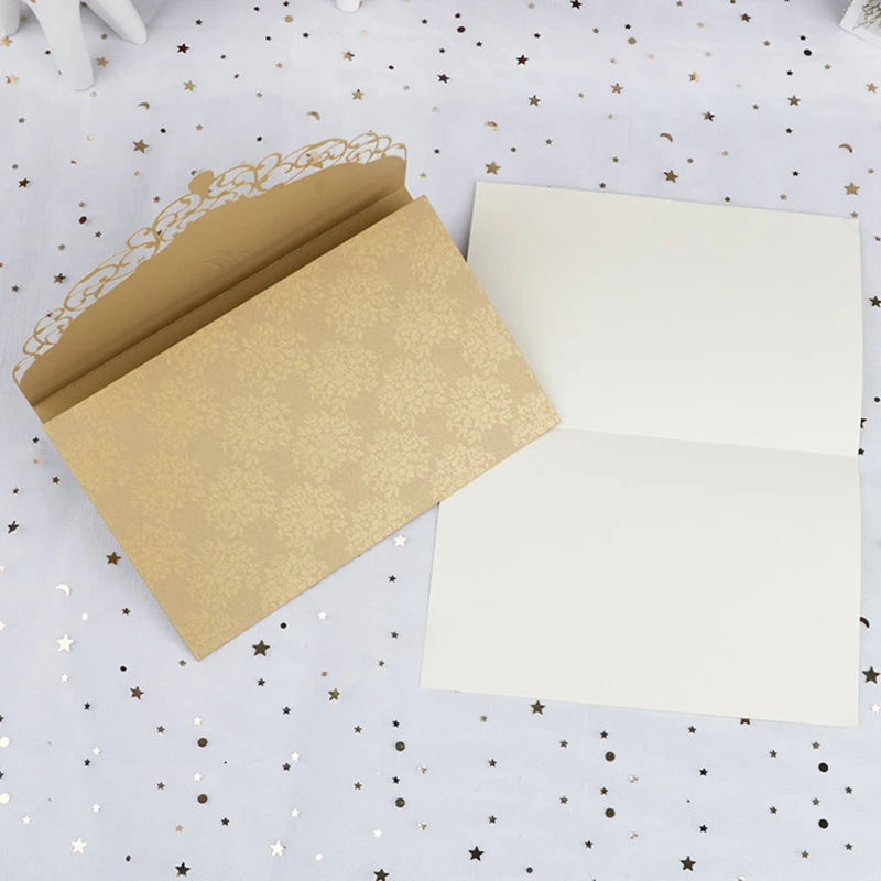 50pcs Laser Cut Wedding Invitation Card Business Greeting Cards With Diamond Wedding Decoration Party Supplies greeting cards wedding invitations