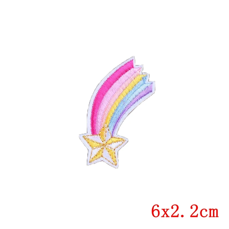 Prajna Hippie Unicorn Patches Embroidered Patches For Clothing DIY Magic Rainbow Stripes Iron On Patches For Kids Cloth Applique 